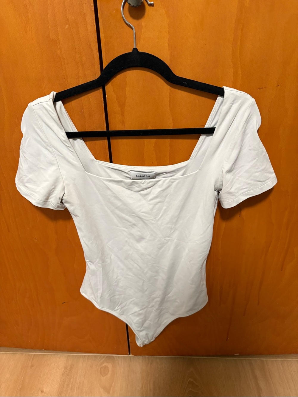 Babaton White Square-Neck Short-Sleeve Bodysuit